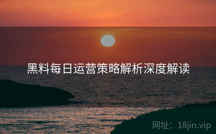 黑料每日运营策略解析深度解读