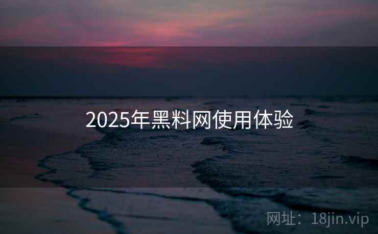 2025年黑料网使用体验